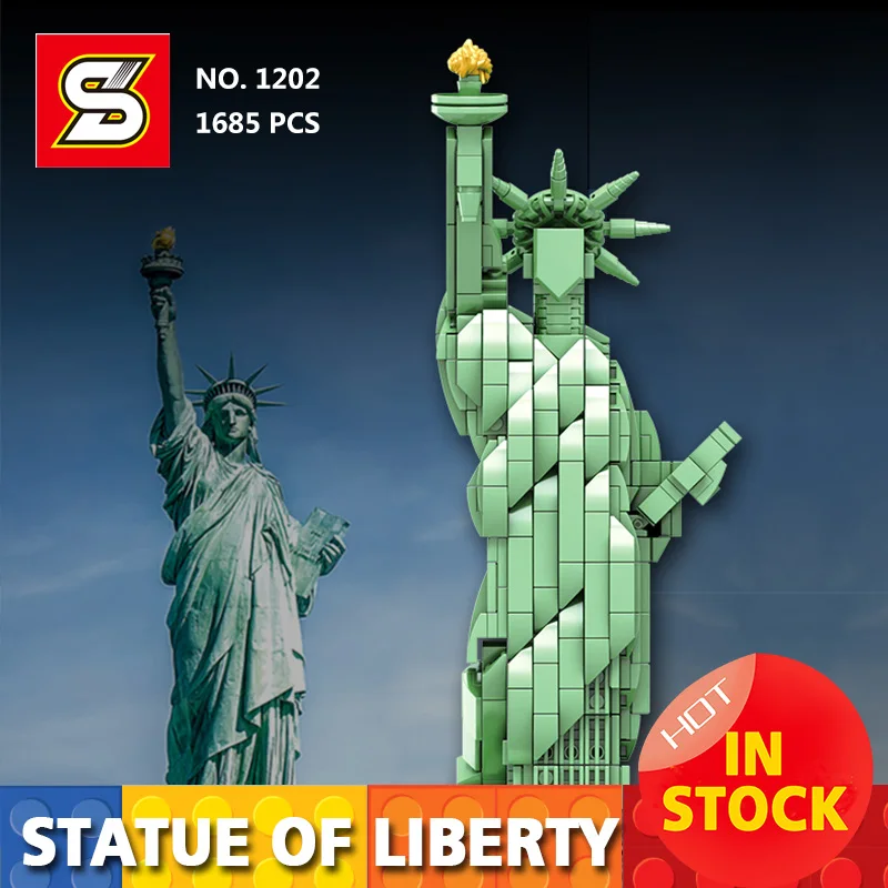 

SY 1202 Architecture Statue Of Liberty Creator New york city Skyline Building Blocks Bricks Toys Gift 21042 17011