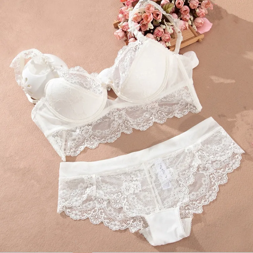 

2019 fashion women bra set cotton lace underwear received a pair of breast bra side collection 5 row buckle women lingerie set