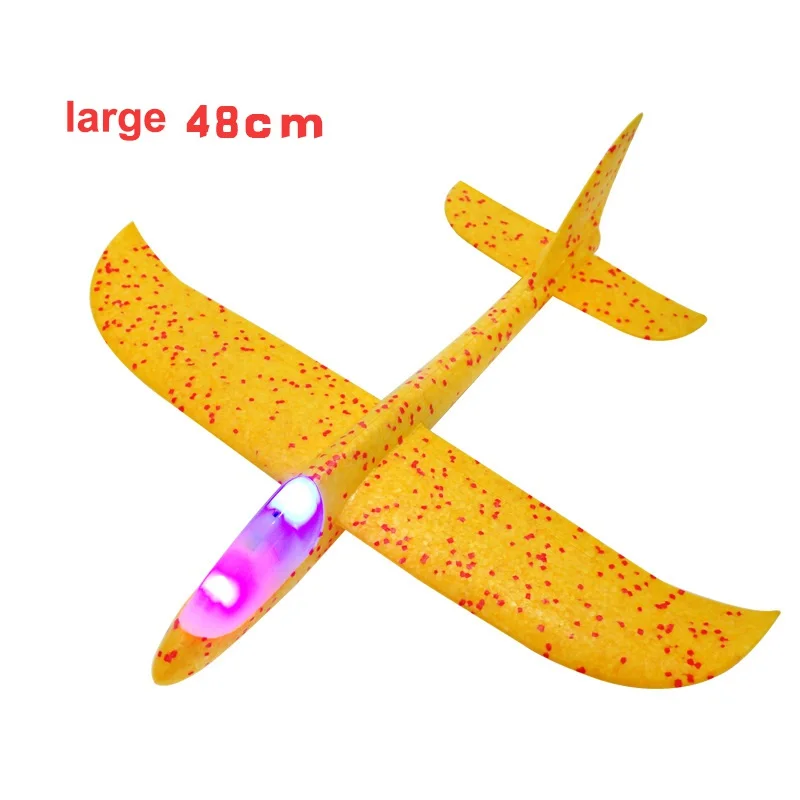 Flying Mini Foam Throwing Glider Inertia Led Night Aircraft Toy Hand Launch Airplane Model Light Toys For Kid 48cm LED Light hot