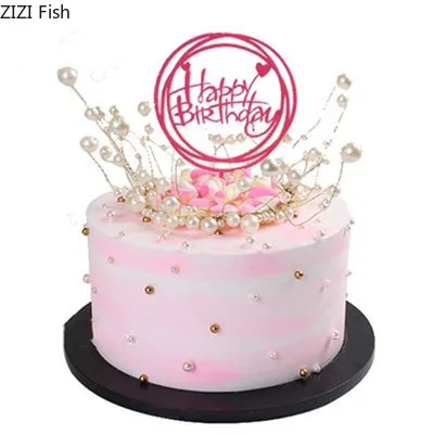 

Cake model Flower pearl Pink simulation Birthday Cake model tool Plastic model Window Show Shooting props Wedding decoration