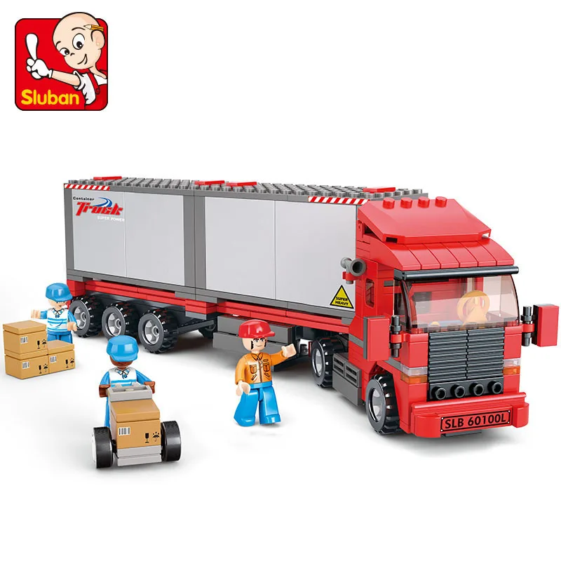 Sluban Модели Строительные наборы совместимы с lego city truck 520 3D блоки образовательные