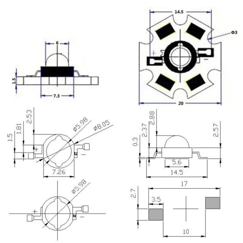 Высокая мощность светодиодный чип 5 Вт IR 850nm 940nm 2 чип 3 чип инфракрасного излучения лампы лазерный фонарик 10 шт