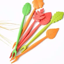Home Party Cake Salad Vegetable Forks Picks Table Decor Tools Biodegradable Natural Wheat Straw Leaves Fruit Fork Set
