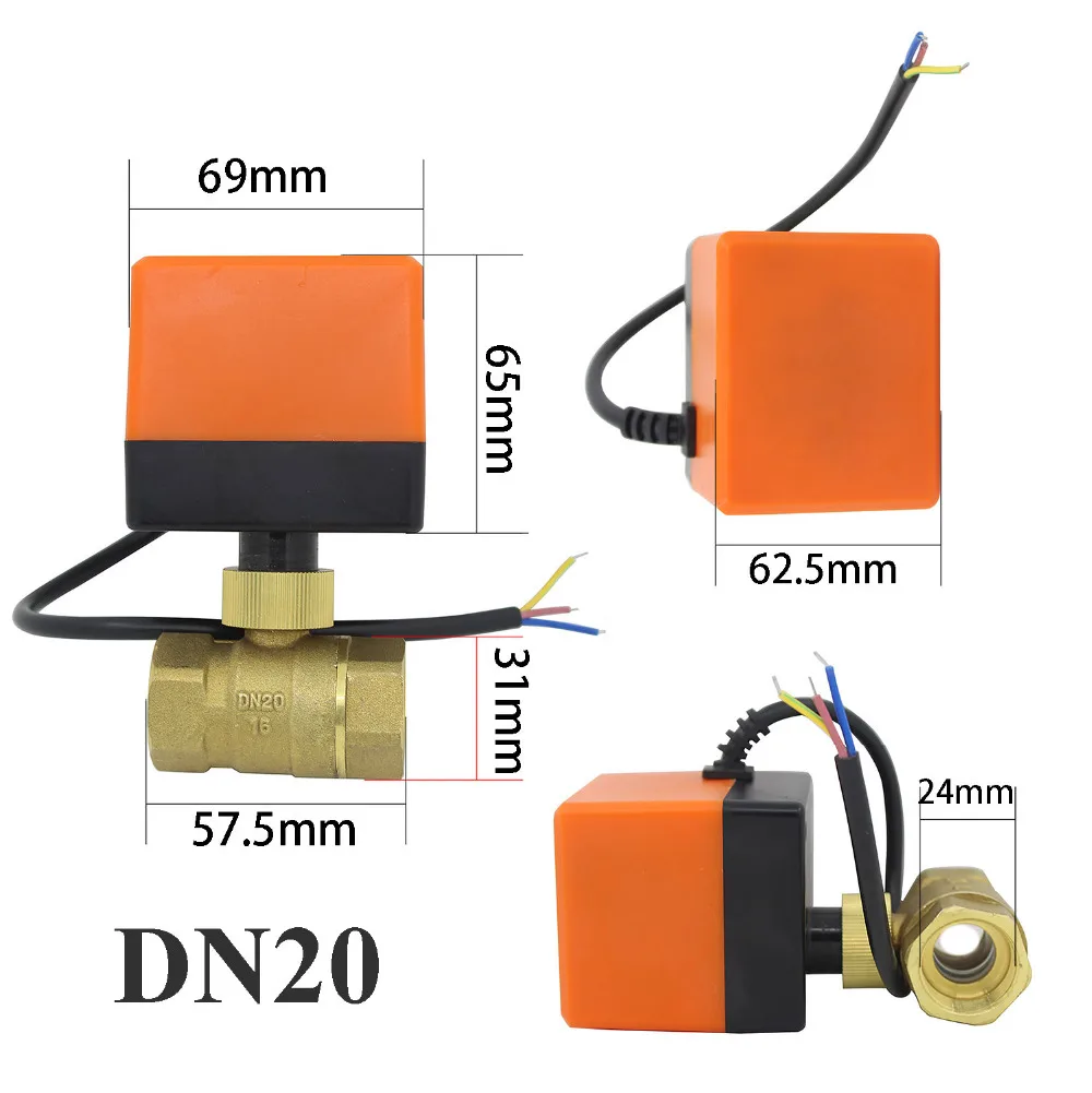 AC 220V AC24V DC12V DC24V DC5V Электрический привод латунный шаровой кран 2 способ латунный моторизованный шаровой клапан DN15 DN20 DN25 DN32 DN40 DN50