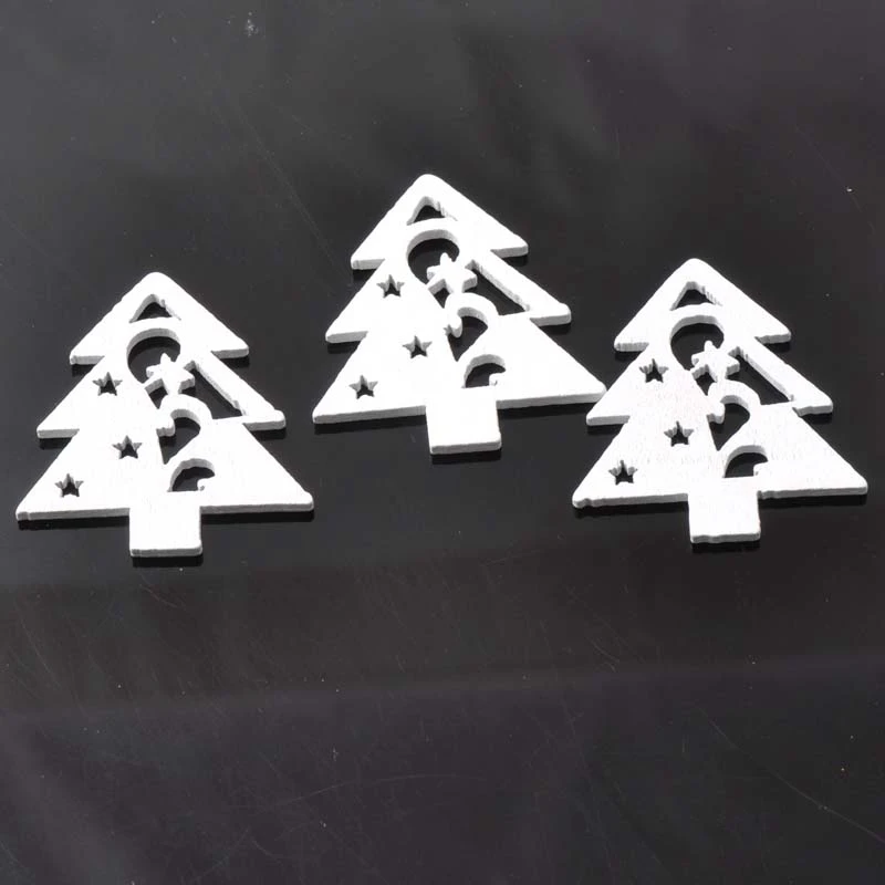 

50pcs Wood Scrapbooking Carft Pine Christmas Tree for Home Decoration 34x29mm MT0253