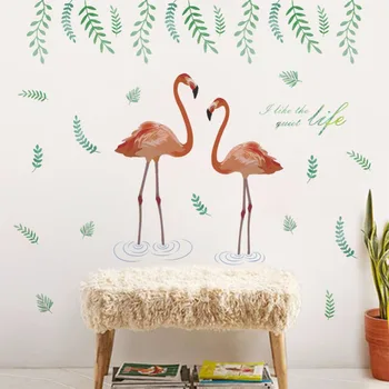 

% Passionate Flamingo Flower Wall Stickers Home Decor Living Room Bedroom Cartoon Animal Wall Decal Pvc Mural Art Diy Poster