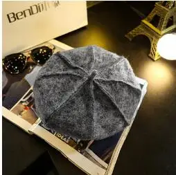 2018 franTui, The autumn winter British wool bud cap female painter Korean black Newsboy Hat pumpkin star Bailey