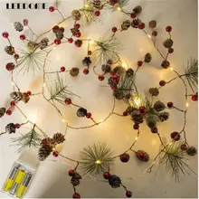

Dropship Christmas Decoration Pine Cone Red Berry Style Led String Light 2m 20LED Copper Wire Xmas Party Decor String Luminaire