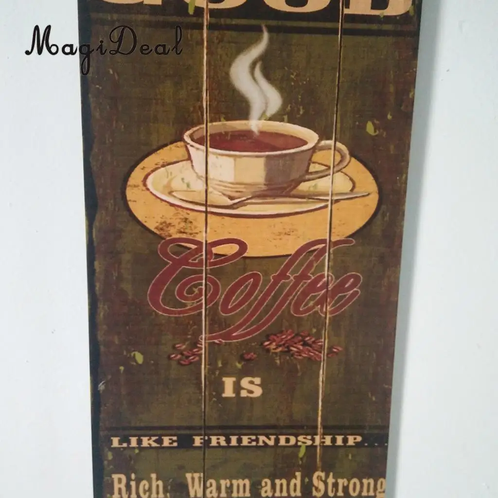 MagiDeal Cafe Bar Pub Kitchen Wooden Sign Dining Hall Coffee House Decor Sign Plaque Wall Plate Board Decorative Sign