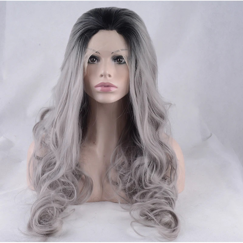 Super Quality Long Curly Hairstyle Dark Grey Color