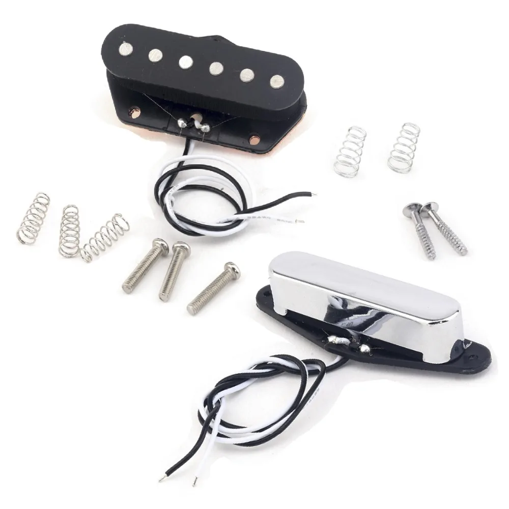 

Musiclily Pro Alnico 5 Black 54 mm Bridge Chrome 50 mm Neck Single Coil Pickup Set for Telecaster Tele TL Electric Guitar Parts