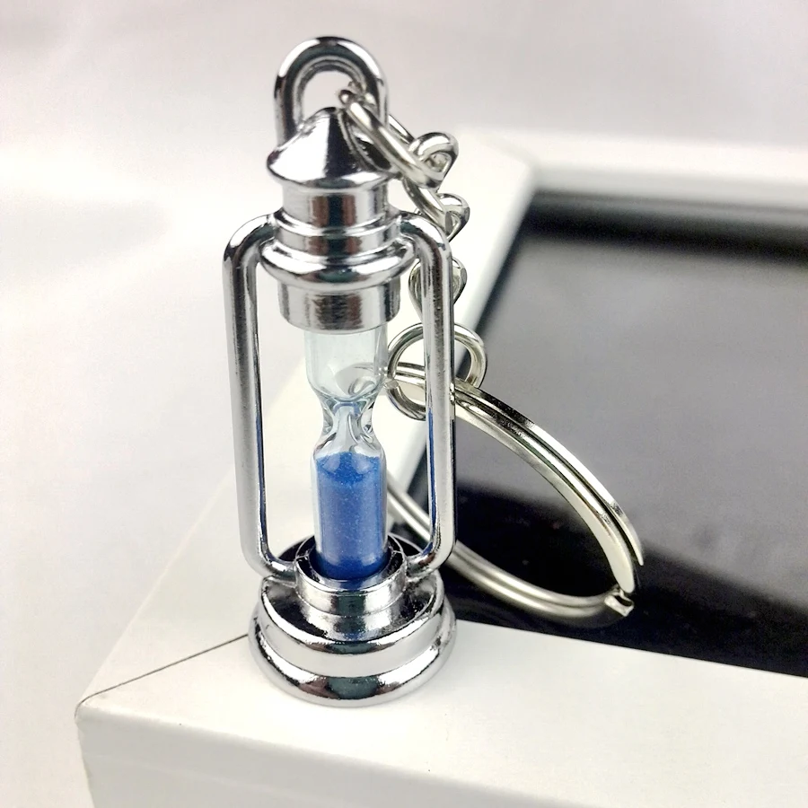 2017 cute metal lamp shape hourglass key chain ring keychain creative