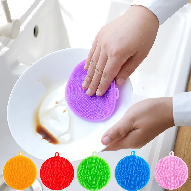 

Silicone Sponge for Bowl Pot Pan Wash Kitchen Accessories Washing Dishes Cooking Tool Cleaner Sponge Scouring Pad Cleaning Brush