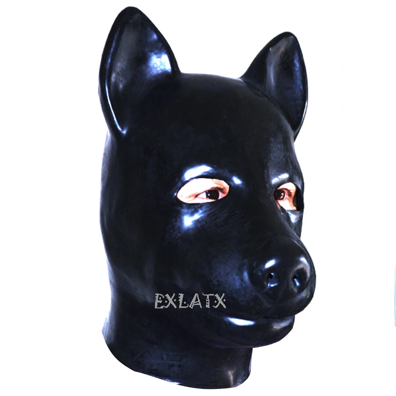 Latex Mask Fetish Unisex Latex Dog Mask bdsm Hood Dog with Zipper