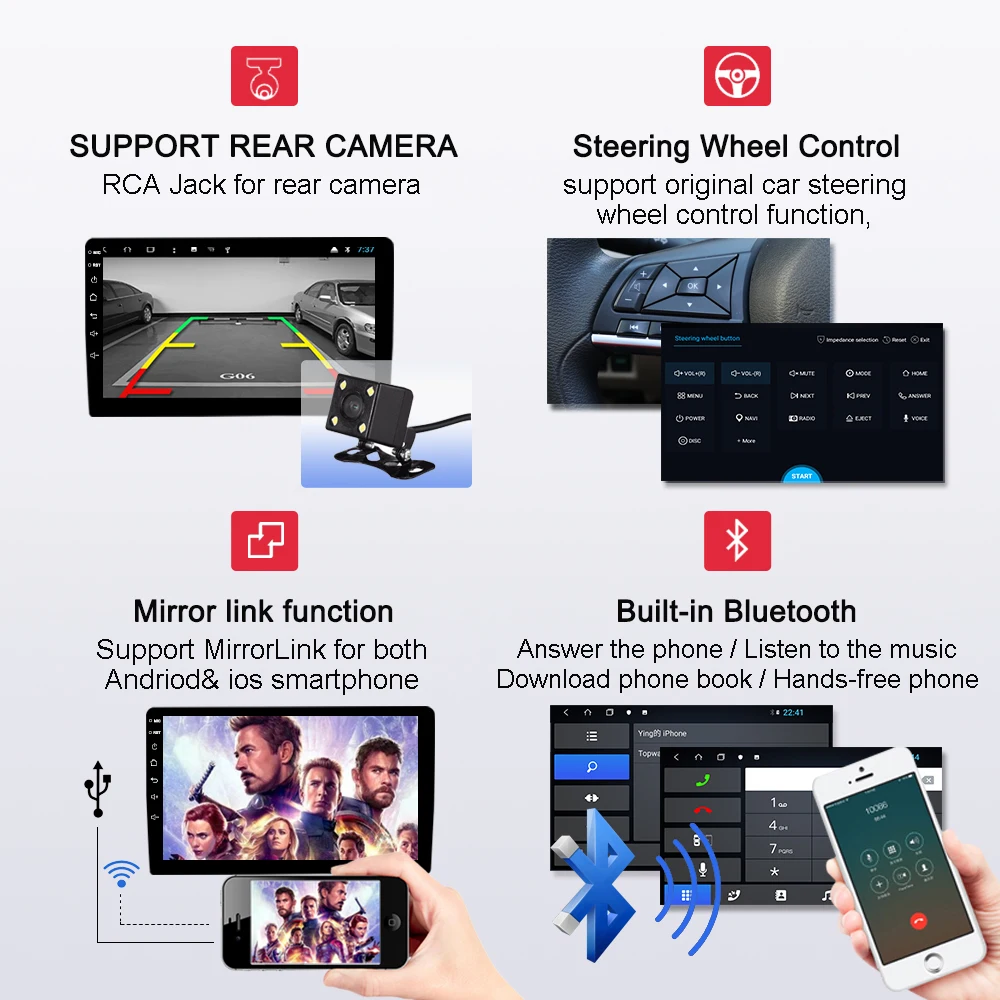 Best Bonroad Android Car Multimedia Video Player For Corolla Car Video DVD Player  Rds GPS Navigation bluetooth  RAM 4G ROM 64G 3