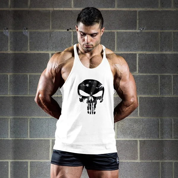 

The Punisher men's Marvel Bodybuilding Fitness Workout Vest Stringer Sportswear Undershirt Lifting Sleeveless Shirt Tank Tops