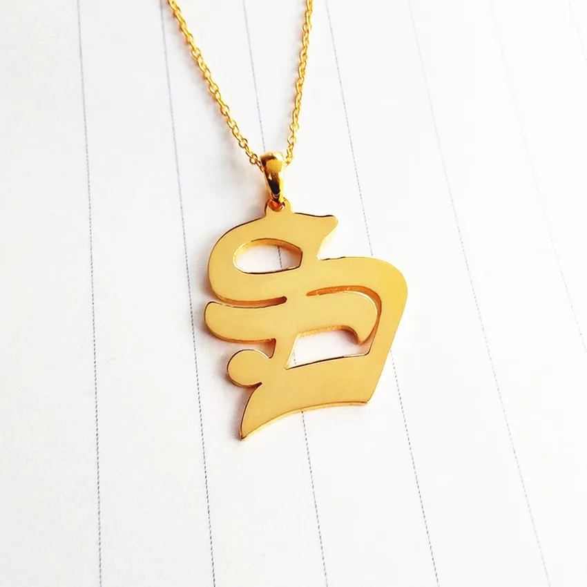 

A-Z Letter Necklace Personalized Old English Initial Necklaces Women Men Birthday Gift Custom Name Choker Nameplate Jewelry