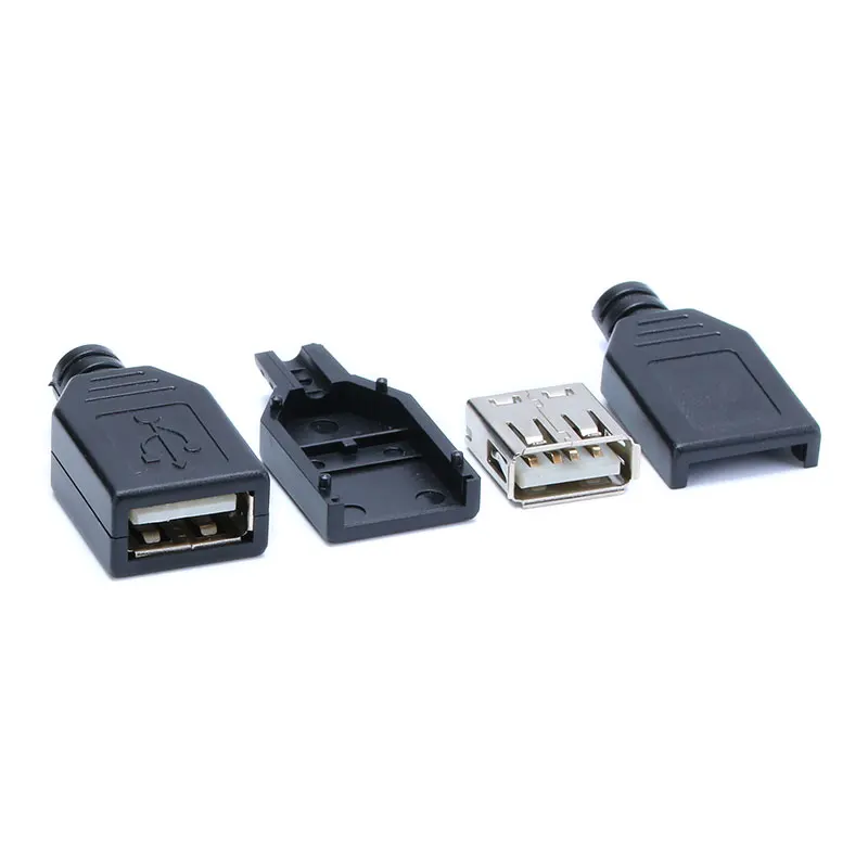 10 шт. Тип у муфтовый стыковочный USB 4 Pin разъем с черной Пластик крышка USB 2,0-соединяющий адаптер, комплектующие детали для автомобиля, DIY Kit