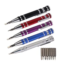 Multifunction 8 In 1 Mini Aluminum Precision Pen Screw Driver Screwdriver Set Repair Tools Kit for Cell Phone Hand tool Set