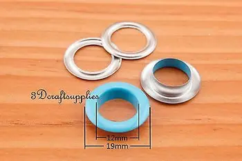 

eyelets metal with washer grommets light blue round 60 sets 12 mm CK72