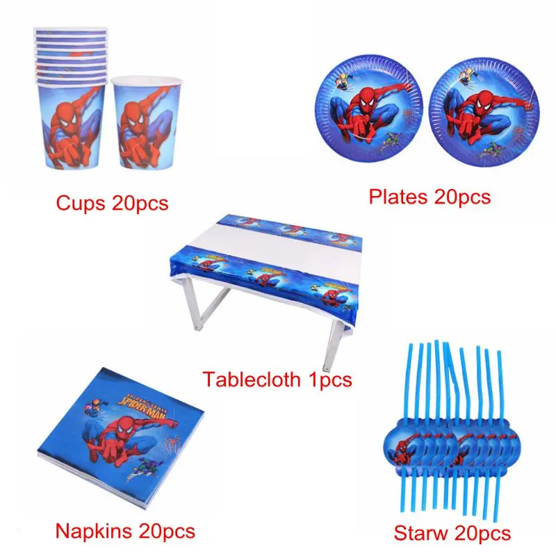 

81pc Spiderman Birthday Party Decorations Disposable Paper Cups Napkins Tablecloth Disposable Tableware Sets Kids Party Supplies
