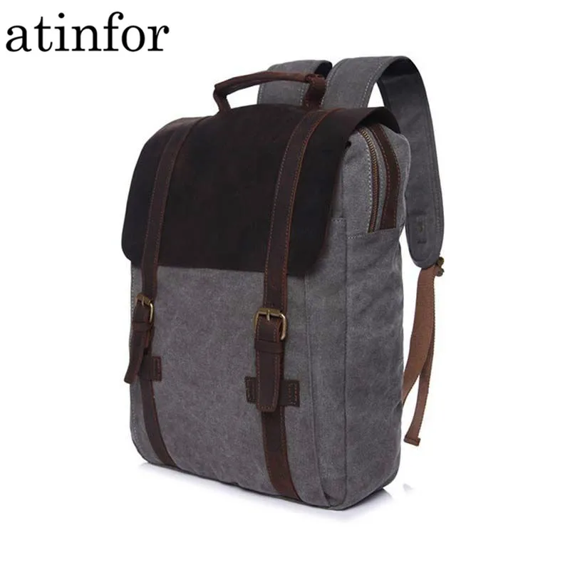 

Retro Canvas Backpack Men Portable Backpack Women Shoulder College Students Book Bag Laptop Rucksack Belts