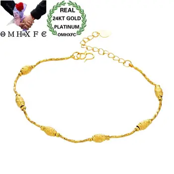 

OMHXFC Wholesale European Fashion Woman Girl Party Birthday Wedding Gift Elegant Oval Beads 24KT Gold Bracelets BE237