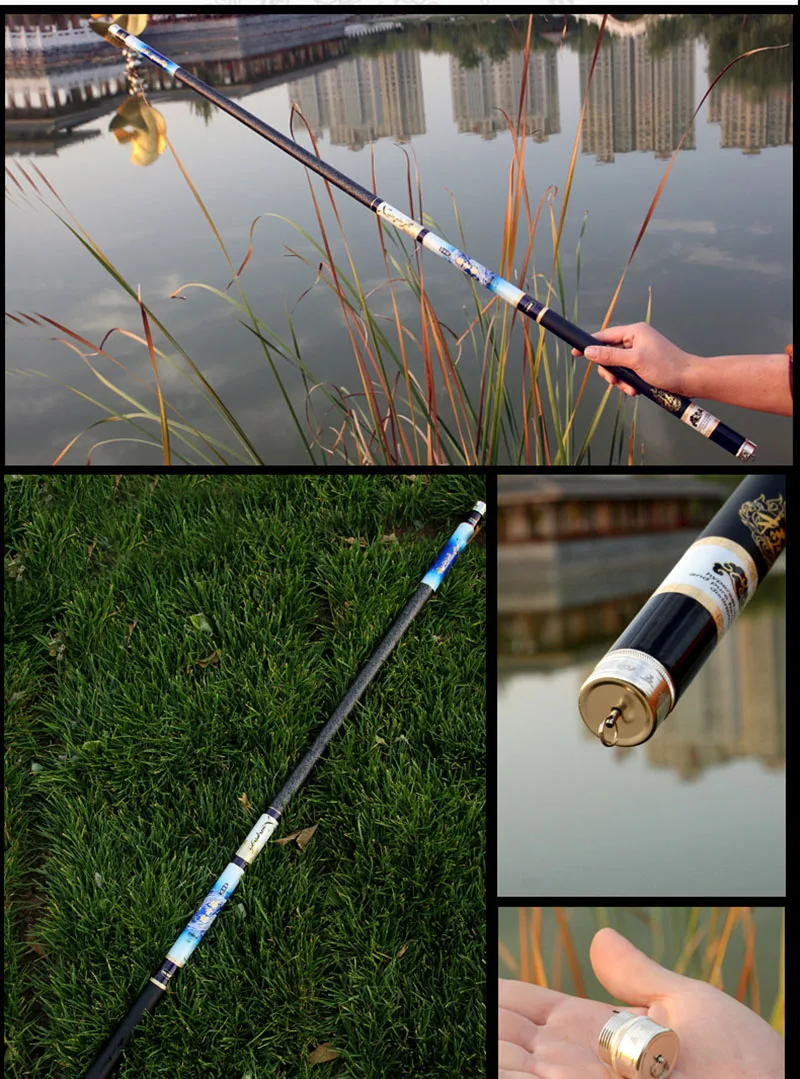 Vara de Pesca Telescópica de Fibra de Carbono Taiwan Ultra-light Carpa Pesca Super Duro Mão Rod B064 19tonal 3.6 M-10 m 10 Cheap Varas de pescar