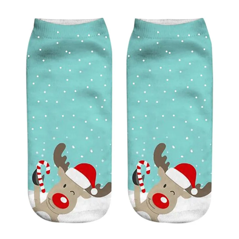 1 пара рождественских забавных носков унисекс хлопковые милые носки с принтом женские зимние теплые удобные женские зимние носки до щиколотки#15 - Цвет: Небесно-голубой