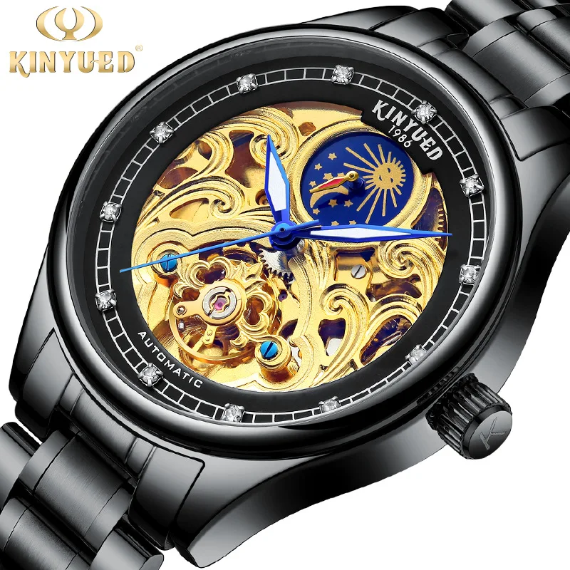 

Brand New Hollowed Automatic Mechanical KINYUED Table Tourbillon luminous male waterproof watch
