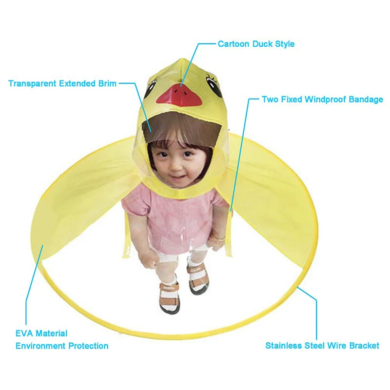Креативный детский дождевик с милым мультяшным изображением утки, НЛО, детский дождевик для мальчиков и зонтик для девочек, шапка, ветрозащитное пончо, дождевик, горячая распродажа
