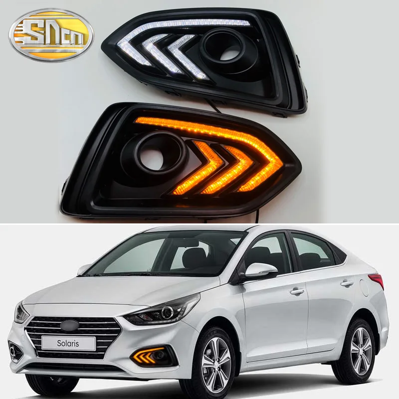 

2PCS For Hyundai Solaris 2017 2018 2019 Yellow Turn Signal Relay 12V Car DRL Lamp Waterproof ABS LED Daytime Running Light SNCN