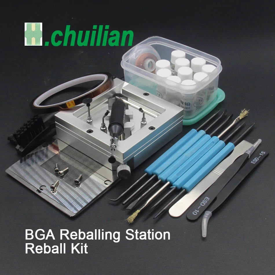 Silver Diagonal BGA Reballing Station kit 90*90mm BGA reballing station Solder balls soldering stations Welding Equipment