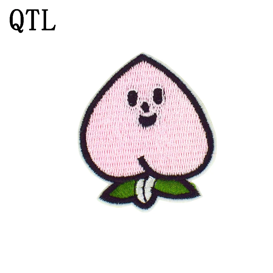 

5PCS Cute Pink Peaches Embroidery Patch Iron on Clothing Fruit theme for DIY Stripes Appliques Patches for Clothing Craft Patch