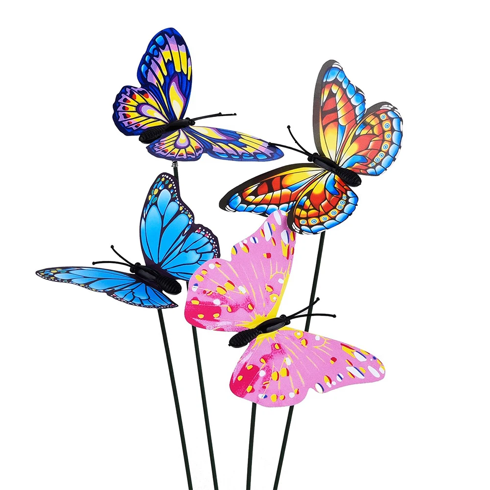 

50pcs/set 3D Artificial Butterfly Garden Decorations Simulation Butterfly Stakes Yard Plant Lawn Decor Fake Butterefly Random