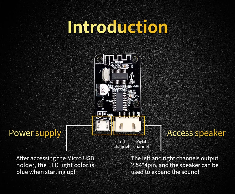 PAM8403 беспроводной стерео аудио приемник модуль для Arduino цифровой усилитель звук Громкая плата Micro USB Bluetooth 4,0 3 Вт+ 3 Вт