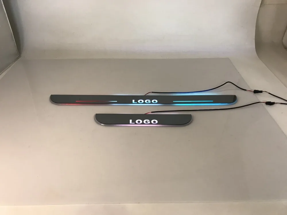 

WOOBEST led moving door scuff dynamic welcome light sill with colors changing flat plate strips for Ford edge 2015-2016