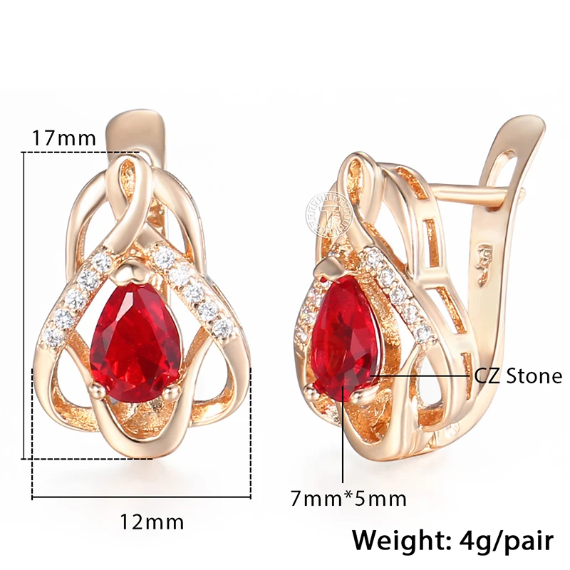 Davieslee серьги-гвоздики для женщин Hear Love Red CZ 585 розовое золото с покрытием из чистого кубического циркония женская серьга модная DGE99