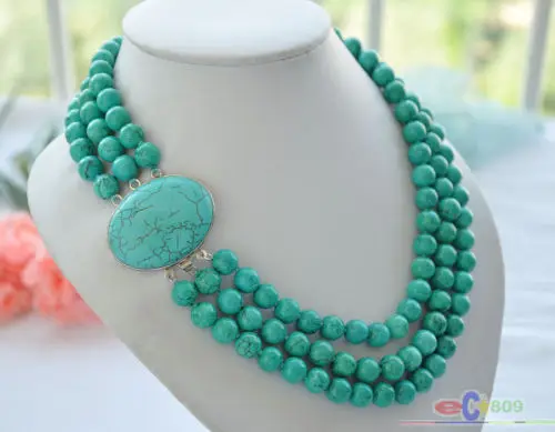 

song voge gem nanJ0454 green round turquoise bead necklace