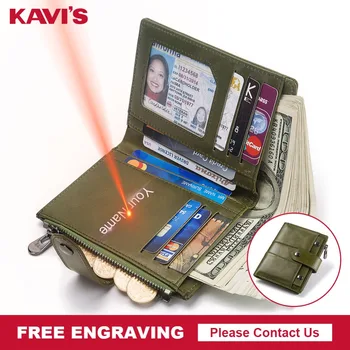 

KAVIS Free Engraving High Quality Leather Wallet Women Vintage PORTFOLIO Female Lady Portomonee Perse Coin Perse Vallet for Name