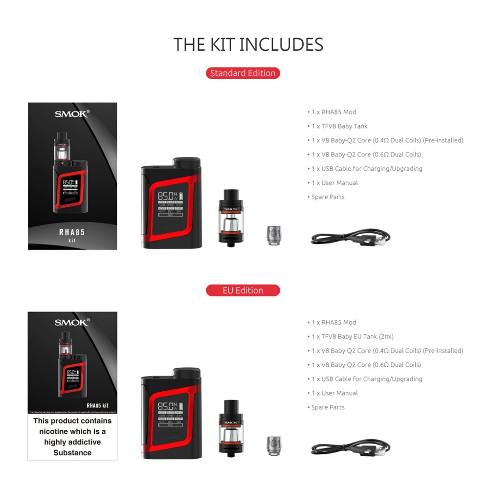 Электронная сигарета оригинальный Smok RHA 85 Вт Комплект Электронный вейп мод с 3 мл