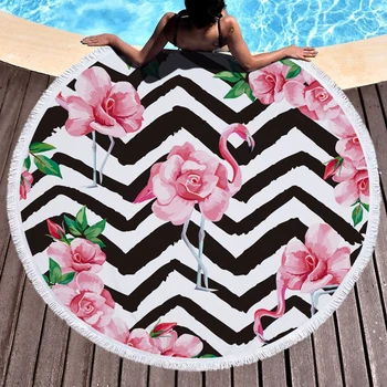 

Round Beach Towel Cute Printed Flamingo Large Round Beach Towel With Tassels Thick And Soft Bath Towel Yoga Mat 59x59 Inch