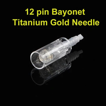 

20 PCS Electric Derma Pen Needles Bayonet 12 pin Cartridge For Auto Micro needle Derma Pen 12 pin Titanium Gold Needle Tip
