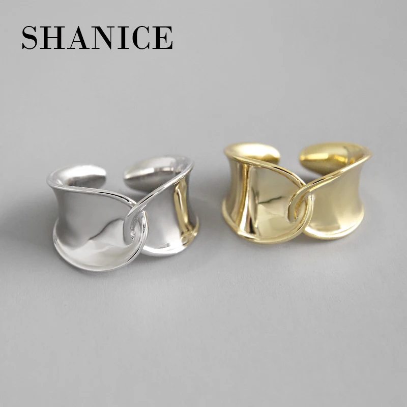 

SHANICE Geometric Genuine 925 Sterling Open Ring Silver INS simple INS simple twist weave interweaving Sterling Silver Ring