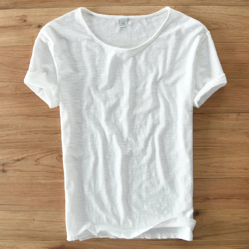 Хит летняя льняная футболка мужская с коротким рукавом и круглым вырезом дышащая лен хлопок Мягкая Белая футболка высокое качество 213