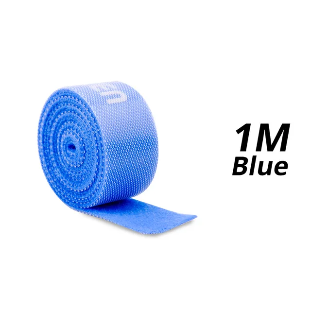 FONKEN USB Cable Winder Cable Organizer Ties Mouse Wire Earphone Holder PC Cord Free Cut Cable Management Hoop Tape Protector 1m Blue Velcro