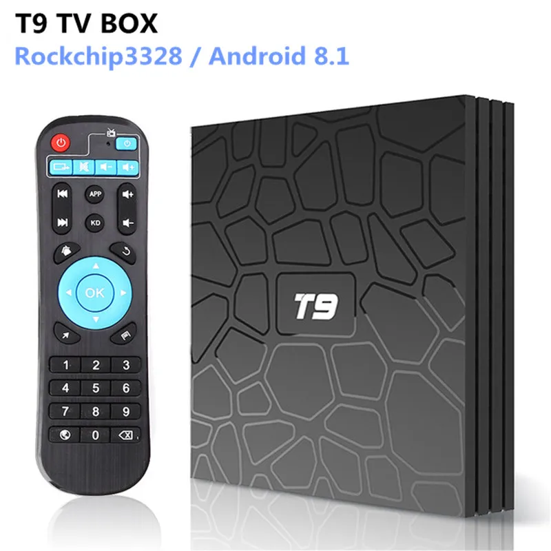 

T9 TV Box Android 8.1 RK3328 Quad Core 4G/32G USB 3.0 Smart 4K Set Top Box Optional 2.4G/5G Dual WIFI Bluetooth