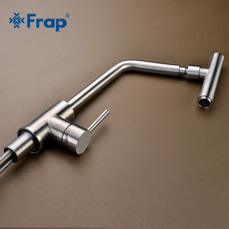 Kaufen FRAP Küche waschbecken Wasserhahn Einzigen Griff 360 Grad Swivel Auslauf 304 edelstahl Becken Wasserhahn Hot Cold Water Mixer FLD1893