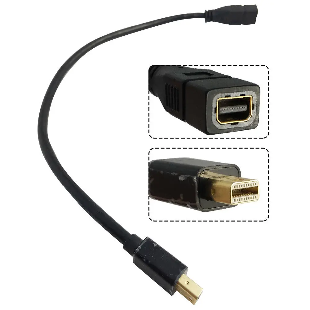 

DANSPEED 0.3m 1FT Male Mini Displayport Male Mini DP to Female Mini DP Extension Cable Adapter
