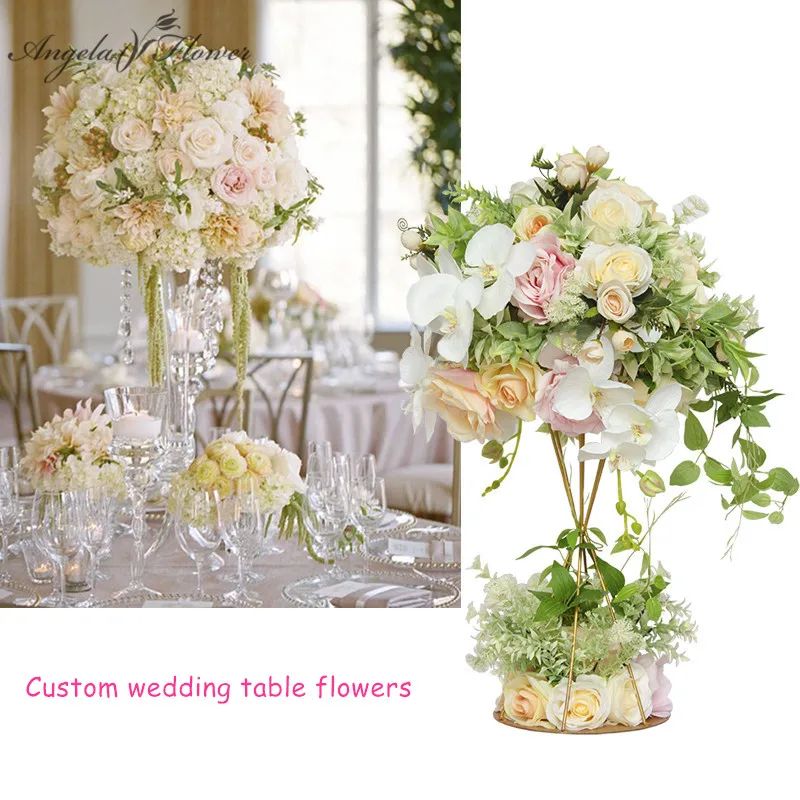 

40cm artificial flower orchid table flower ball centerpieces+candlestick wedding backdrop decor floral bouquet with flower stand